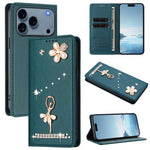 Ốp lưng điện thoại bằng da thuần chay đính kim cương hình cô gái múa ba-lê có RFID, cho iPhone 17e / 16e, iPhone 17 Pro Max, iPhone 17 Pro, iPhone 17, iPhone Air, iPhone 16 Pro Max