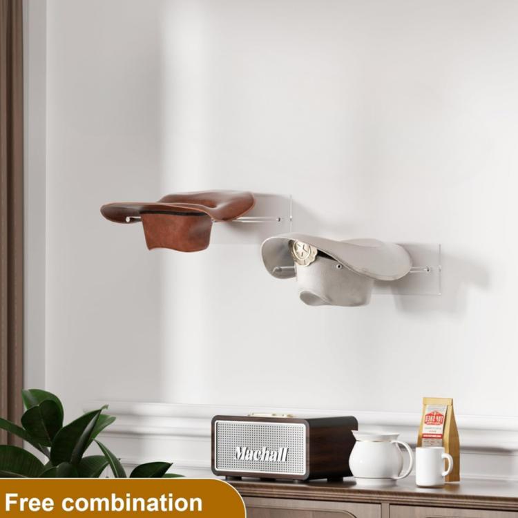 Kệ lưu trữ mũ cao bồi acrylic trong suốt treo tường, giá trưng bày mũ nón, gói đơn, 2 cái/gói