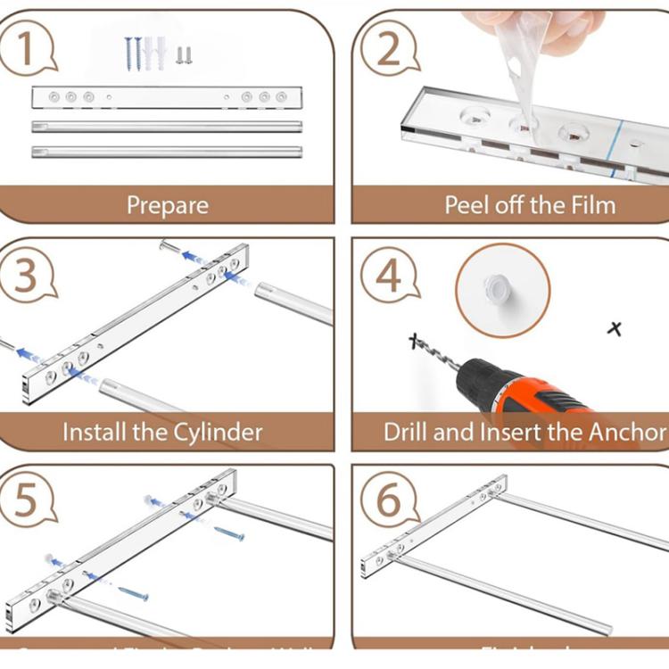 Kệ lưu trữ mũ cao bồi acrylic trong suốt ba lỗ điều chỉnh treo tường, gói đơn, 2 cái/gói