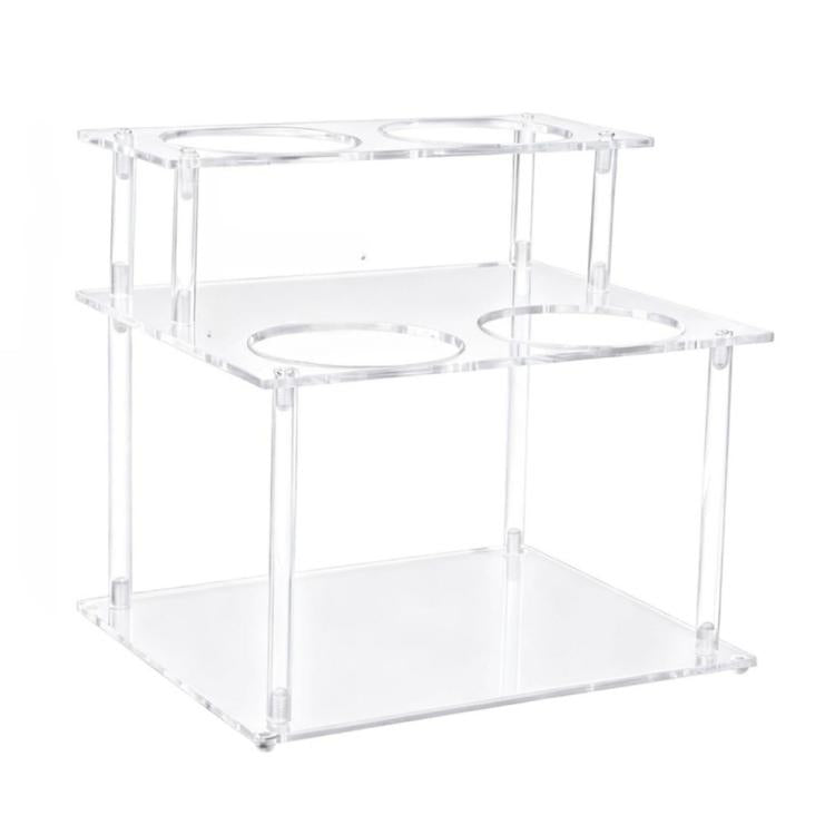 Kệ lưu trữ xi rô cà phê acrylic trong suốt hai lớp, giá trưng bày quầy bar bàn làm việc