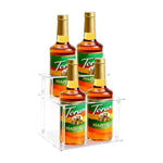 Kệ lưu trữ xi rô cà phê acrylic trong suốt hai lớp, giá trưng bày quầy bar bàn làm việc