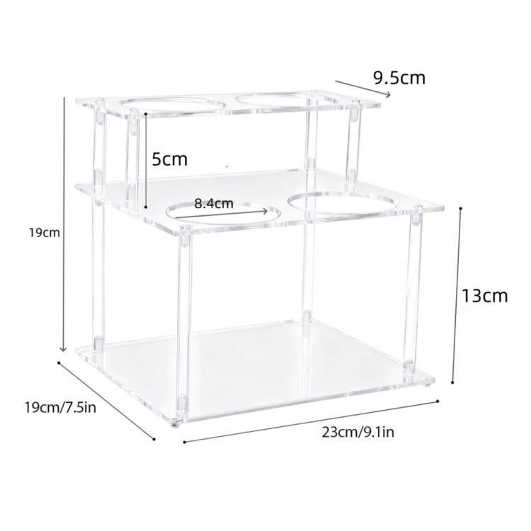 Kệ lưu trữ xi rô cà phê acrylic trong suốt hai lớp, giá trưng bày quầy bar bàn làm việc