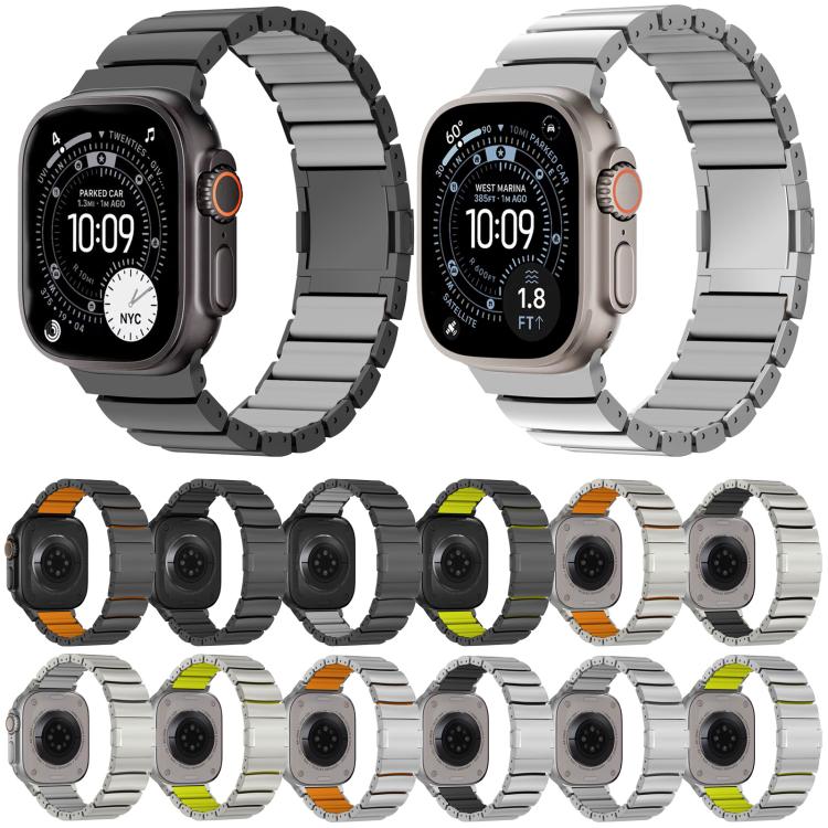 Dây đồng hồ hợp kim titan silicone một hạt khóa nam châm, dành cho Apple Watch 46mm / 49mm / 45mm / 44mm, dành cho Apple Watch 42mm / 41mm / 40mm / 38mm