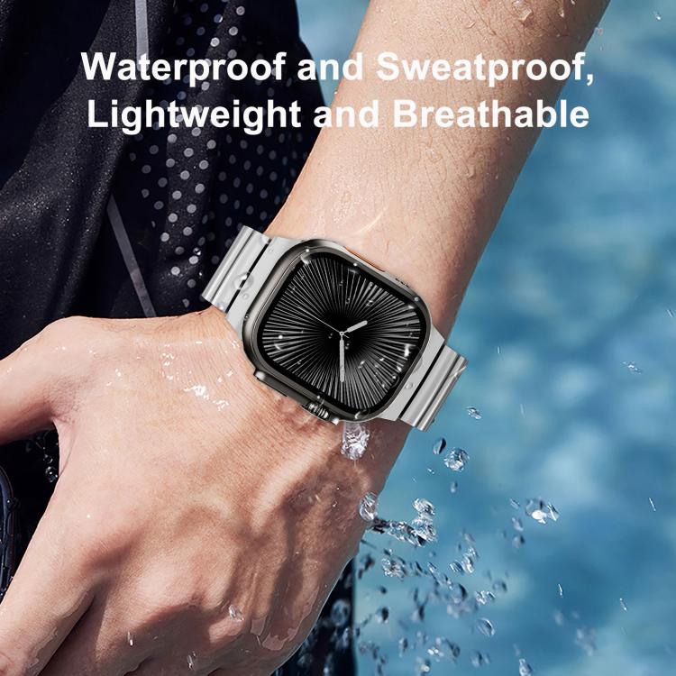 Dây đồng hồ hợp kim titan silicone một hạt khóa nam châm, dành cho Apple Watch 46mm / 49mm / 45mm / 44mm, dành cho Apple Watch 42mm / 41mm / 40mm / 38mm
