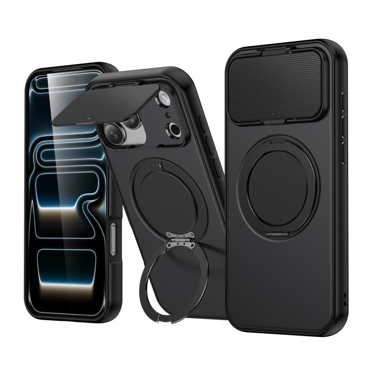 ShellGod Magnetic Rotation Holder Lens Shield PC TPU Hybrid Phone Case, For iPhone 18 Pro / 17 Pro, For iPhone 18 Pro Max / 17 Pro Max