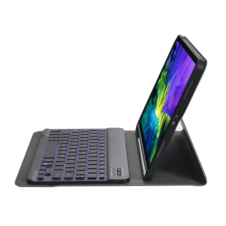 A098BS Ốp bảo vệ bàn phím Bluetooth có đèn nền siêu mỏng tháo rời cho iPad Air 11 2024 / 2025 / Air 4 10.9 inch 2020, có giá đỡ & khe cắm bút, A098BS