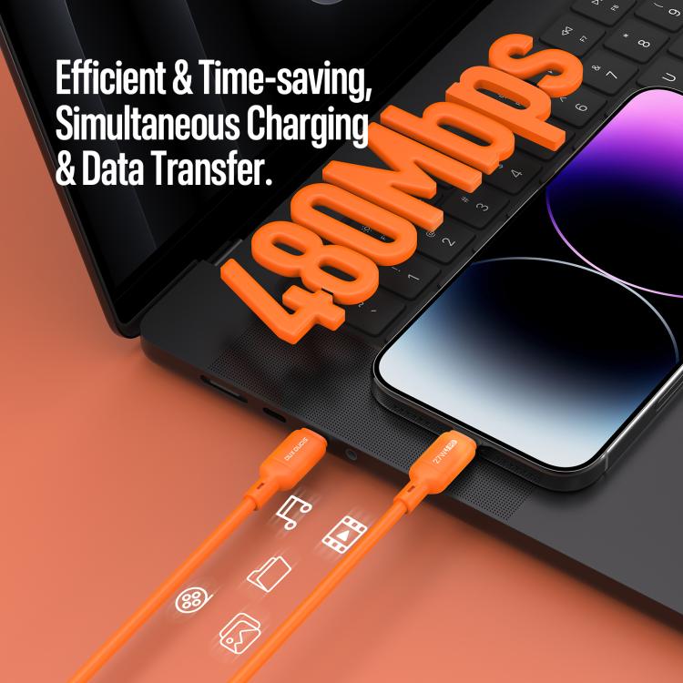 Cáp dữ liệu silicone DUX DUCIS SILI Series 27W Type-C sang 8 Pin, dài 1m, Type-C sang 8 Pin