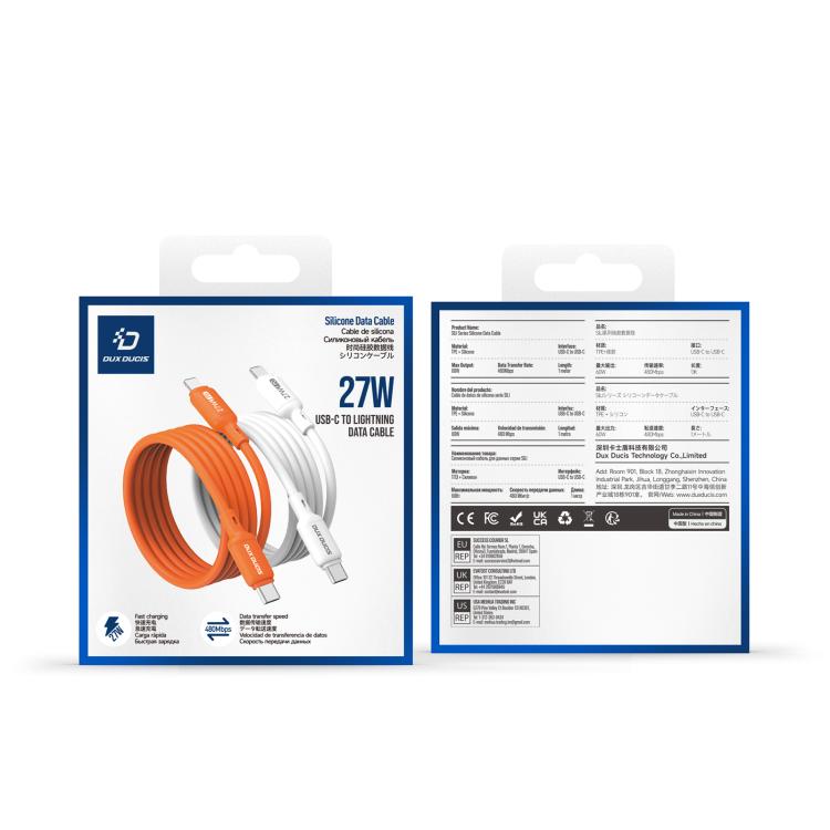 Cáp dữ liệu silicone DUX DUCIS SILI Series 27W Type-C sang 8 Pin, dài 1m, Type-C sang 8 Pin