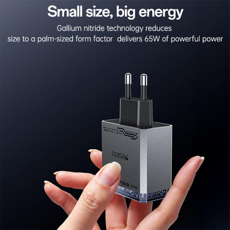 Bộ sạc nhanh ba cổng Mecha GaN 65W Yesido YC101, YC101