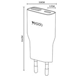 Bộ sạc nhanh PD QC 20W hai cổng siêu mỏng Yesido YC112, YC112
