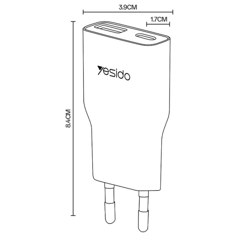Bộ sạc nhanh PD QC 20W hai cổng siêu mỏng Yesido YC112, YC112
