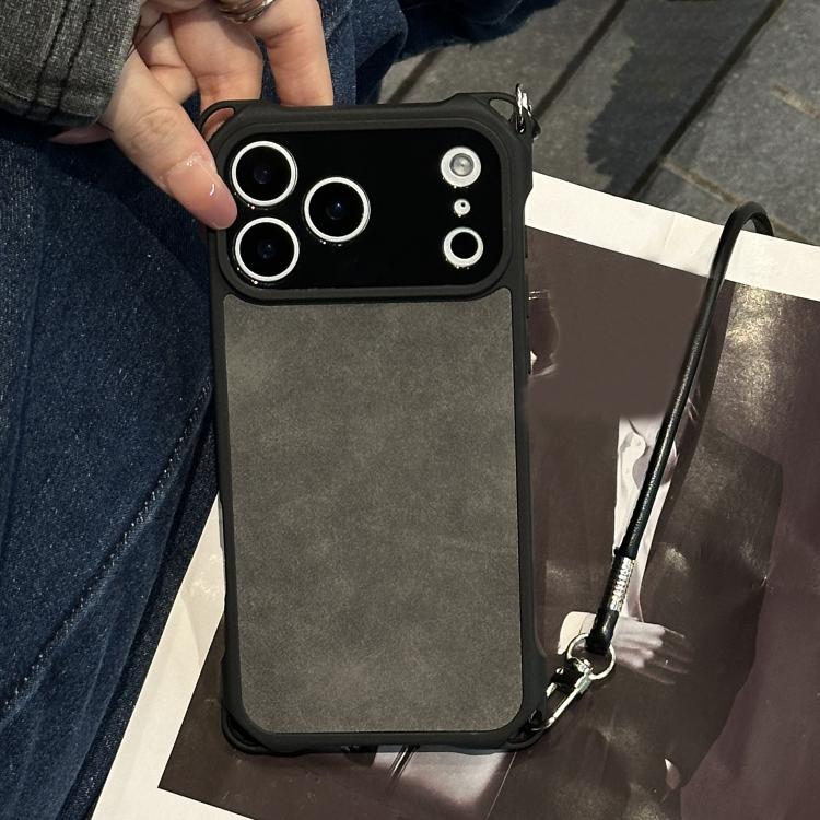 Ốp lưng điện thoại chống sốc da giả lỗ nhỏ kèm dây đeo chéo PU, dành cho iPhone 17 Pro Max, dành cho iPhone 17 Pro
