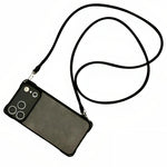 Ốp lưng điện thoại chống sốc da giả lỗ nhỏ kèm dây đeo chéo PU, dành cho iPhone 17 Pro Max, dành cho iPhone 17 Pro