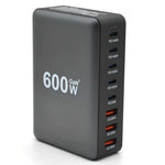 Bộ sạc nhanh để bàn công suất cao GaN 600W 8 cổng USB-C / Type-C và USB-A, phích cắm EU, US, UK, AU