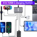 Bộ sạc nhanh để bàn công suất cao GaN 600W 8 cổng USB-C / Type-C và USB-A, phích cắm EU, US, UK, AU