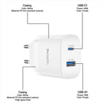 Bộ sạc nhanh giao diện kép USB và Type-C PD45W Yesido, phích cắm EU, UK, US