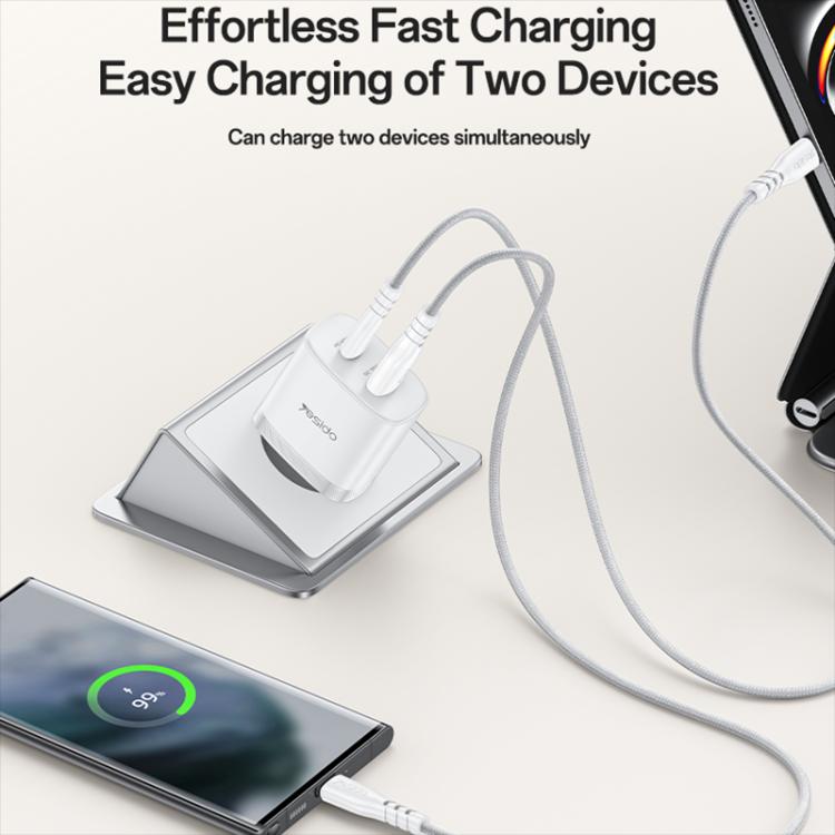 Bộ sạc nhanh giao diện kép USB và Type-C PD45W Yesido, phích cắm EU, UK, US