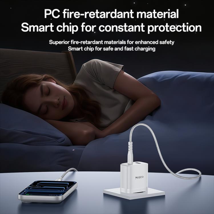Bộ sạc nhanh giao diện kép USB và Type-C PD45W Yesido, phích cắm EU, UK, US