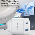 Bộ sạc nhanh giao diện kép USB và Type-C PD45W Yesido, phích cắm EU, UK, US