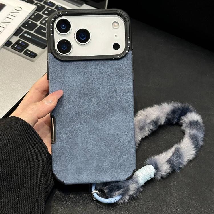 Faux Suede Fabric TPU Phone Case with Screen-printed Rabbit Plush Rope, For iPhone 17 Pro Max, For iPhone 17 Pro, For iPhone 17, For iPhone 16 Pro Max, For iPhone 16 Pro, For iPhone 16, For iPhone 15 Pro Max, For iPhone 15 Pro