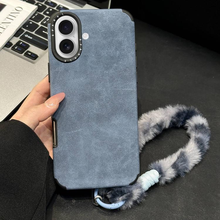 Faux Suede Fabric TPU Phone Case with Screen-printed Rabbit Plush Rope, For iPhone 17 Pro Max, For iPhone 17 Pro, For iPhone 17, For iPhone 16 Pro Max, For iPhone 16 Pro, For iPhone 16, For iPhone 15 Pro Max, For iPhone 15 Pro