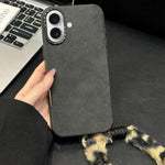 Faux Suede Fabric TPU Phone Case with Screen-printed Rabbit Plush Rope, For iPhone 17 Pro Max, For iPhone 17 Pro, For iPhone 17, For iPhone 16 Pro Max, For iPhone 16 Pro, For iPhone 16, For iPhone 15 Pro Max, For iPhone 15 Pro