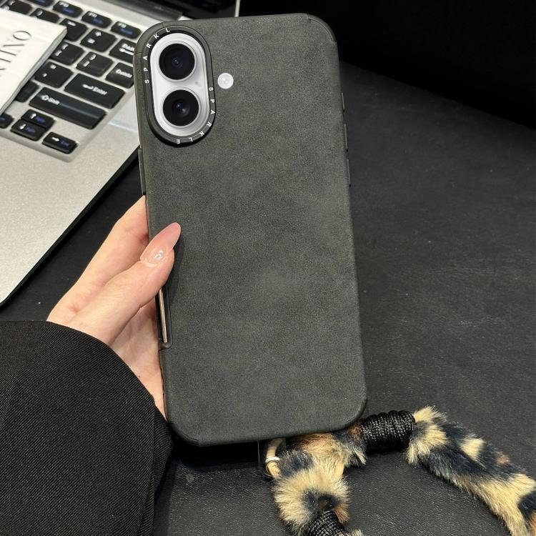 Faux Suede Fabric TPU Phone Case with Screen-printed Rabbit Plush Rope, For iPhone 17 Pro Max, For iPhone 17 Pro, For iPhone 17, For iPhone 16 Pro Max, For iPhone 16 Pro, For iPhone 16, For iPhone 15 Pro Max, For iPhone 15 Pro