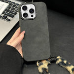 Faux Suede Fabric TPU Phone Case with Screen-printed Rabbit Plush Rope, For iPhone 17 Pro Max, For iPhone 17 Pro, For iPhone 17, For iPhone 16 Pro Max, For iPhone 16 Pro, For iPhone 16, For iPhone 15 Pro Max, For iPhone 15 Pro