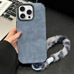 Faux Suede Fabric TPU Phone Case with Screen-printed Rabbit Plush Rope, For iPhone 17 Pro Max, For iPhone 17 Pro, For iPhone 17, For iPhone 16 Pro Max, For iPhone 16 Pro, For iPhone 16, For iPhone 15 Pro Max, For iPhone 15 Pro