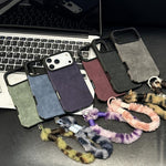 Faux Suede Fabric TPU Phone Case with Screen-printed Rabbit Plush Rope, For iPhone 17 Pro Max, For iPhone 17 Pro, For iPhone 17, For iPhone 16 Pro Max, For iPhone 16 Pro, For iPhone 16, For iPhone 15 Pro Max, For iPhone 15 Pro