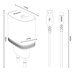 Bộ sạc giao diện đơn USB 18W Yesido kèm cáp USB sang Type-C, phích cắm EU, phích cắm UK, phích cắm US