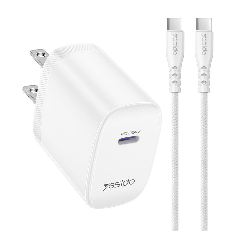 Bộ sạc nhanh cổng đơn Yesido YC20U PD35W USB-C / Type-C kèm cáp Type-C sang Type-C, YC20U