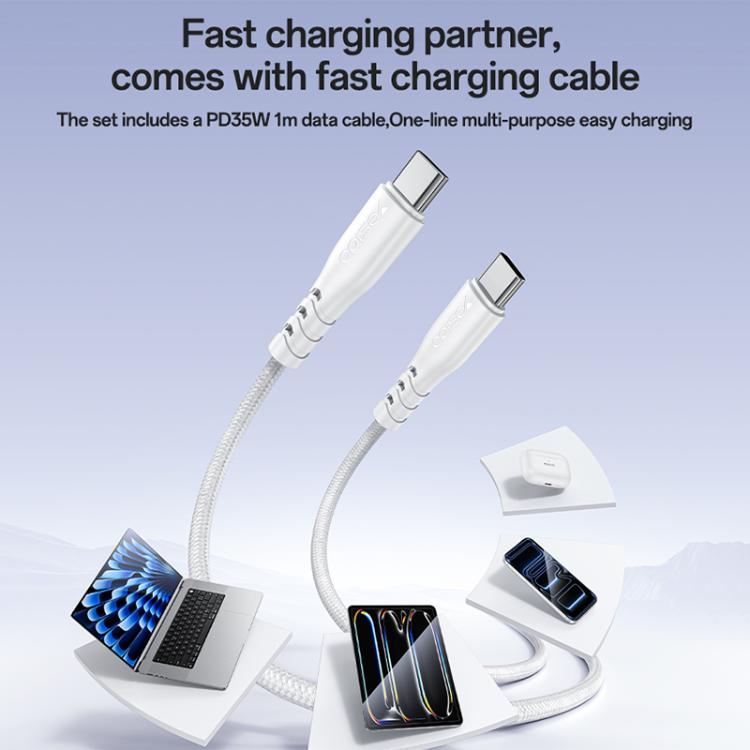Bộ sạc nhanh cổng đơn Yesido YC20U PD35W USB-C / Type-C kèm cáp Type-C sang Type-C, YC20U