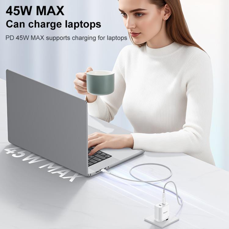 Bộ sạc nhanh đôi Yesido PD45W Type-C kèm cáp Type-C sang Type-C, phích cắm US, EU, UK
