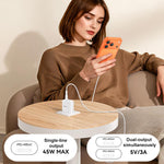 Bộ sạc nhanh đôi Yesido PD45W Type-C kèm cáp Type-C sang Type-C, phích cắm US, EU, UK