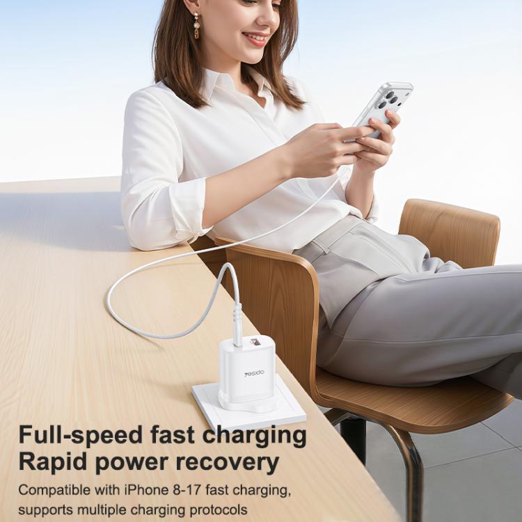 Bộ sạc cổng đôi Yesido YC152 PD20W USB-C / Type-C và QC18W USB-A kèm cáp Type-C sang Type-C, YC152
