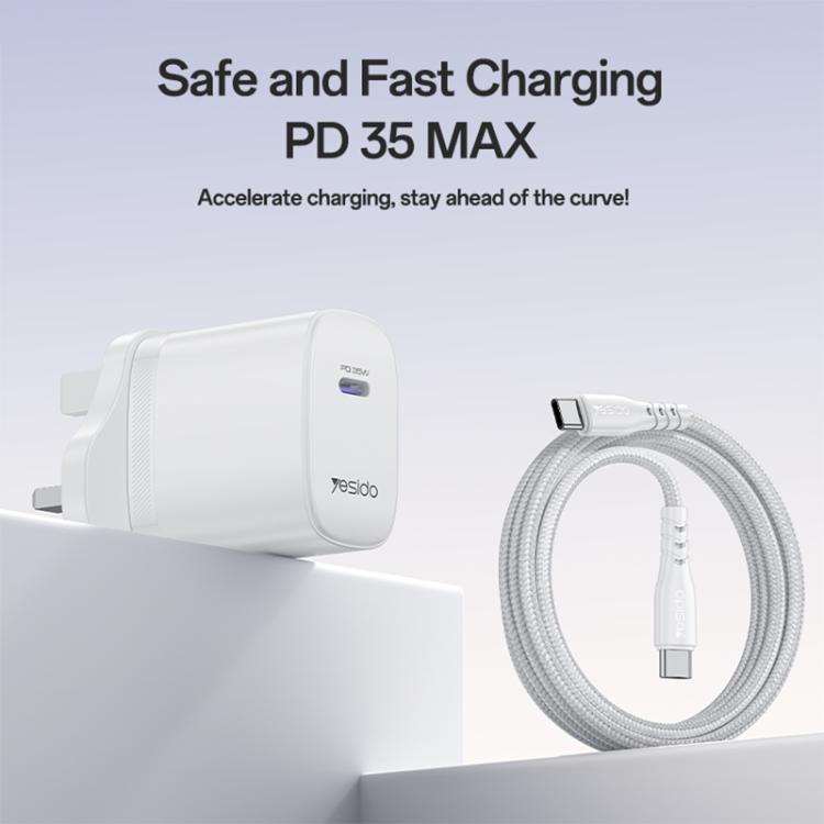 Bộ sạc nhanh cổng đơn Yesido YC153 PD35W USB-C / Type-C kèm cáp Type-C sang Type-C, YC153