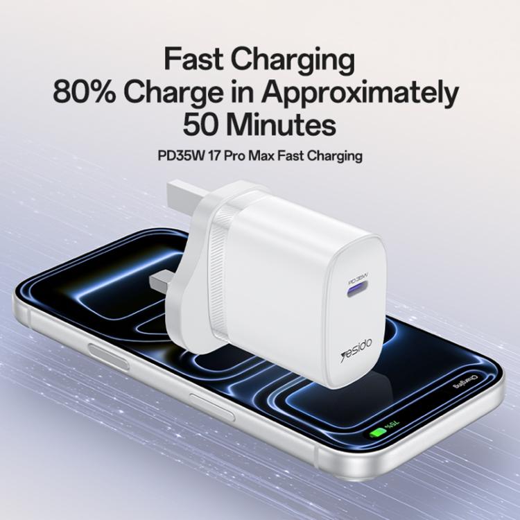 Bộ sạc nhanh cổng đơn Yesido YC153 PD35W USB-C / Type-C kèm cáp Type-C sang Type-C, YC153