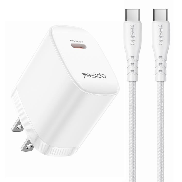 Bộ sạc Yesido YC18U PD20W Type-C kèm cáp dữ liệu Type-C 1m sang Type-C, YC18U