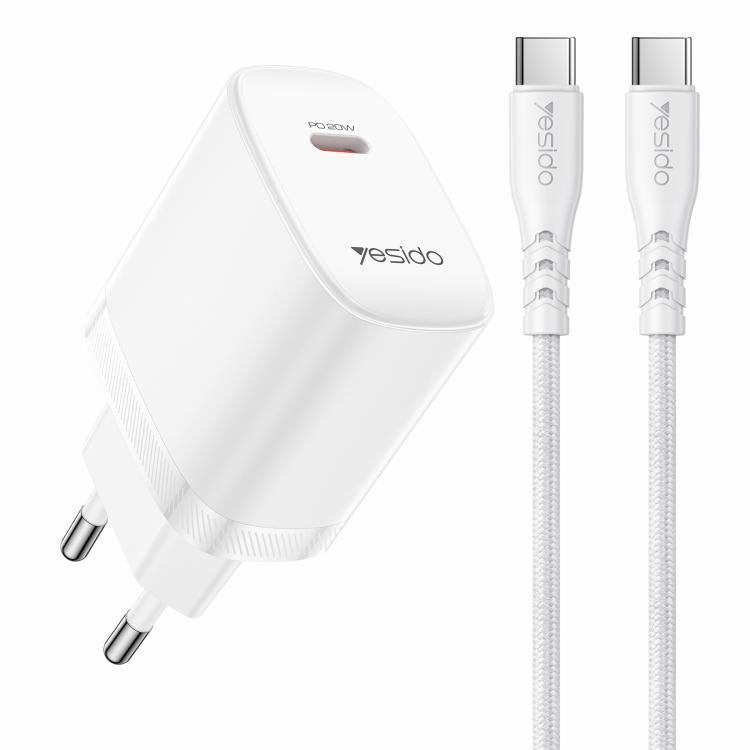 Bộ sạc Yesido YC105 PD20W Type-C kèm cáp dữ liệu Type-C 1m sang Type-C, YC105
