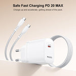 Bộ sạc Yesido YC105 PD20W Type-C kèm cáp dữ liệu Type-C 1m sang Type-C, YC105