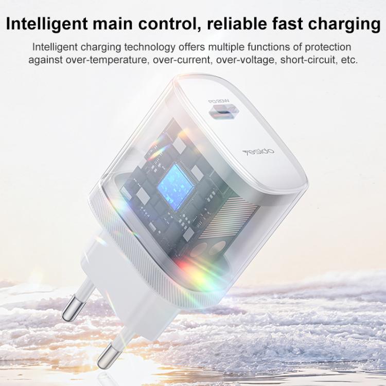 Bộ sạc Yesido YC105 PD20W Type-C kèm cáp dữ liệu Type-C 1m sang Type-C, YC105