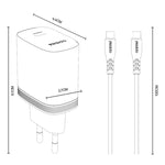 Bộ sạc Yesido YC105 PD20W Type-C kèm cáp dữ liệu Type-C 1m sang Type-C, YC105