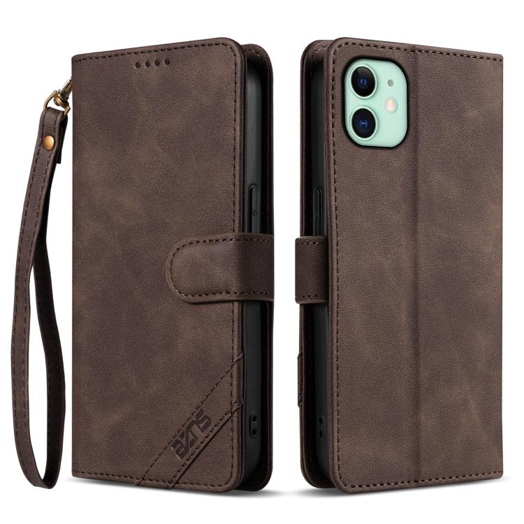 AZNS A2 Series Tri-Card Wallet RFID Vegan Leather Phone Case with Strap, For iPhone 13 Pro, For iPhone 13, For iPhone 12, For iPhone 12 Pro Max, For iPhone 12 Pro, For iPhone 11 Pro Max, For iPhone 11, For iPhone 11 Pro