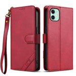 AZNS A2 Series Tri-Card Wallet RFID Vegan Leather Phone Case with Strap, For iPhone 13 Pro, For iPhone 13, For iPhone 12, For iPhone 12 Pro Max, For iPhone 12 Pro, For iPhone 11 Pro Max, For iPhone 11, For iPhone 11 Pro