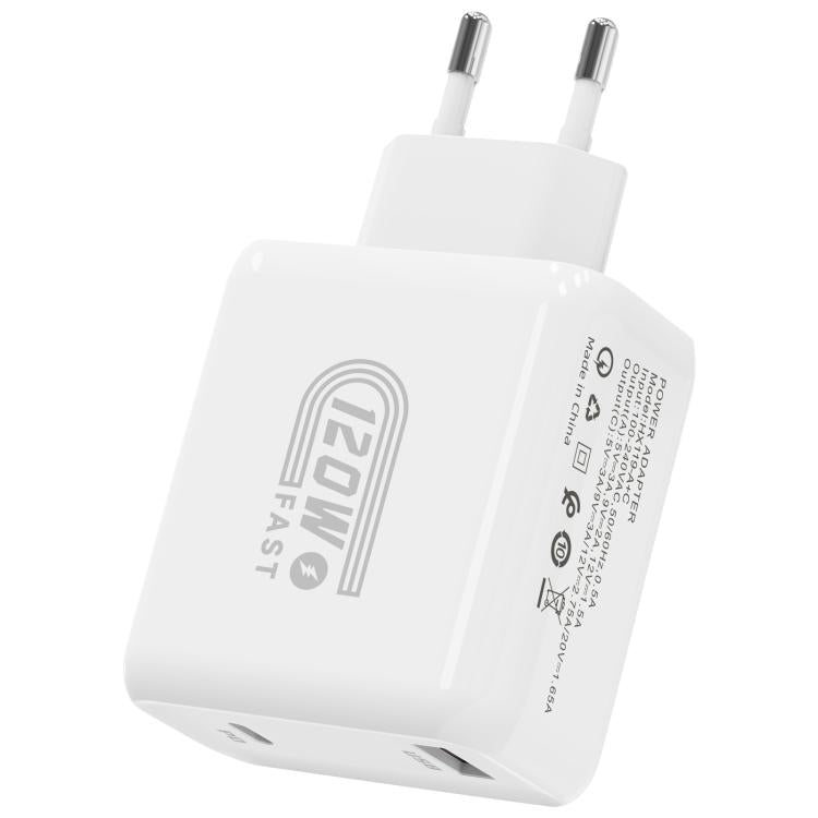 Bộ sạc nhanh HX119 120W giao diện kép USB và Type-C, phích cắm EU, phích cắm UK, phích cắm US