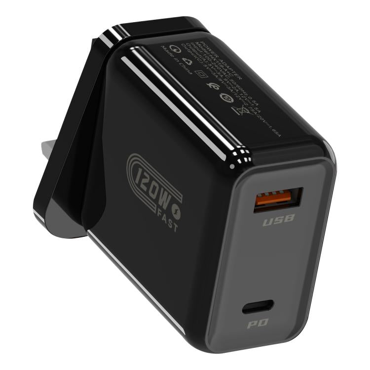 Bộ sạc nhanh HX119 120W giao diện kép USB và Type-C, phích cắm EU, phích cắm UK, phích cắm US