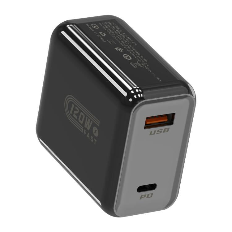Bộ sạc nhanh HX119 120W giao diện kép USB và Type-C, phích cắm EU, phích cắm UK, phích cắm US