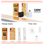 Bộ sạc nhanh HX119 120W giao diện kép USB và Type-C, phích cắm EU, phích cắm UK, phích cắm US