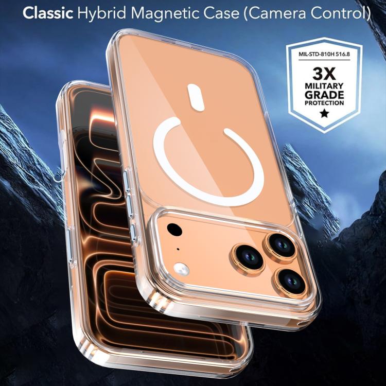 Ốp lưng điện thoại nam châm trong suốt pha lê, dành cho iPhone 17 Pro Max, dành cho iPhone 17 Pro